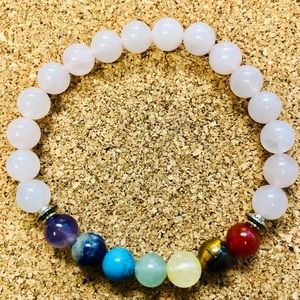 8mm Beaded Stone Rose Quartz Chakra Boho Bracelet